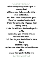 THE BLESSING IN STILLNESS