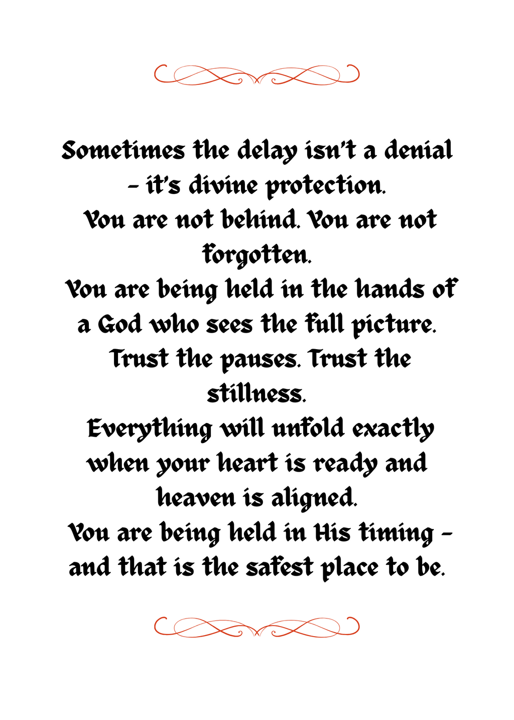 HELD IN HIS TIMING