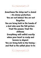 HELD IN HIS TIMING
